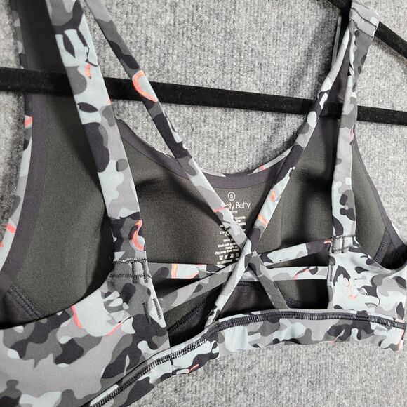 SWEATY BETTY Gray Camo Lightly Padded Crisscross Infinity Sports Bra SIZE SMALL - Picture 6 of 10